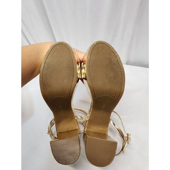 Bandolino Women's 10M Pennie Platform Block Heel Sandals Gold Metallic - Picture 7 of 10